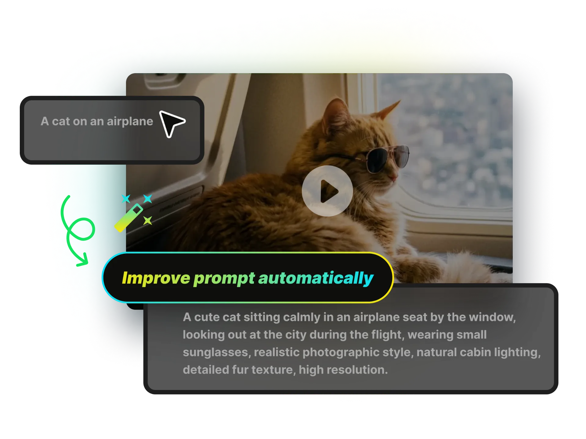 Comparison showing a basic input vs. an AI-expanded professional prompt
